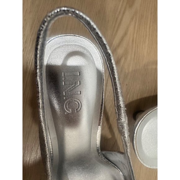 Silver Slingback Pointed-Toe Heels With Embellished Straps 2-Inch Kitten Heel By - Picture 8 of 8